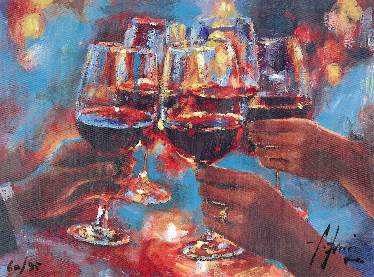 Wine and Blue Lights Red