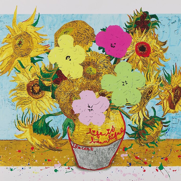 Sunflowers Reimagined | By Mr Brainwash | Available to order through ADORE FINE ART | Leicester Art Gallery UK